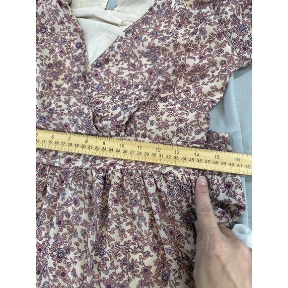 Japna Dress Womens Medium Purple Floral Boho Long Sleeve Deep V Waist Tie India - Picture 9 of 10